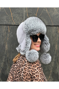 Faux Fur Hat "Gray Fox"