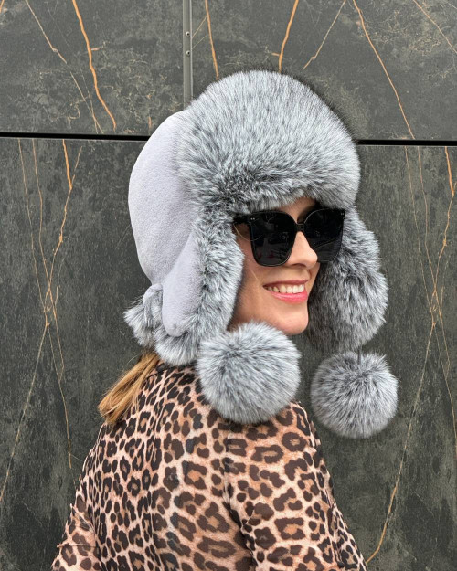 Faux Fur Hat "Gray Fox"