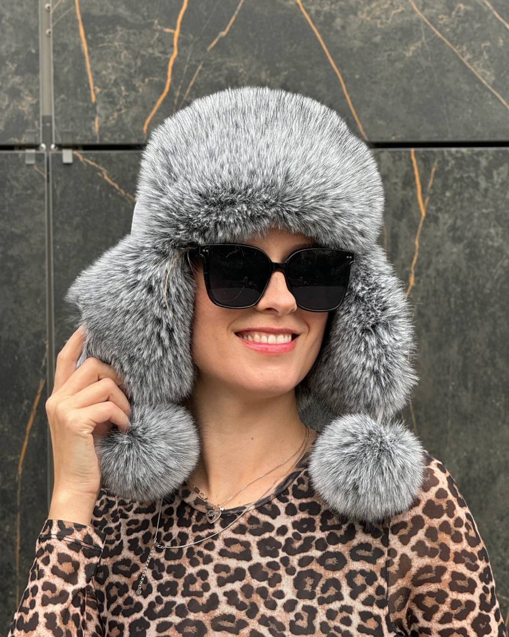 Faux Fur Hat "Gray Fox" Faux Fur Hat "Gray Fox"